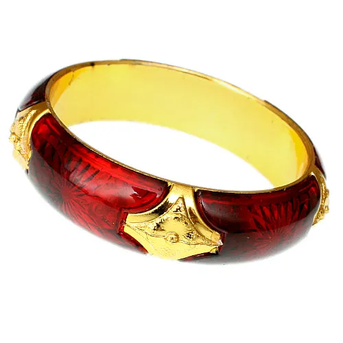 Red Glossy Sunburst Bangle Bracelet