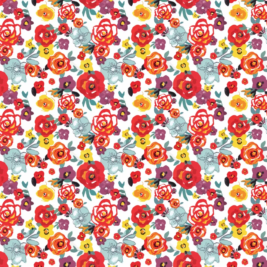 Red, Purple & Yellow Floral Printed Vinyl