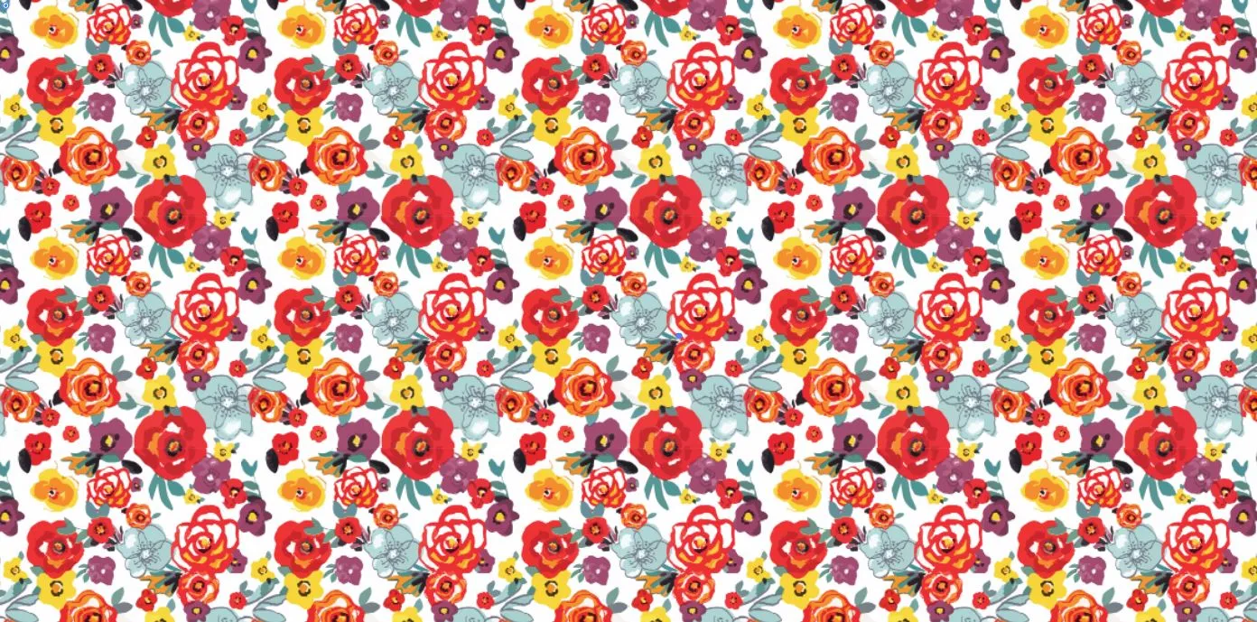 Red, Purple & Yellow Floral Printed Vinyl