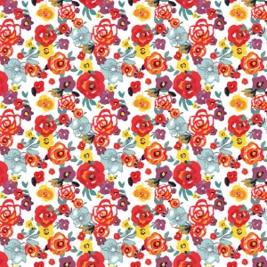 Red, Purple & Yellow Floral Printed Vinyl