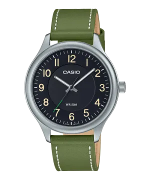 Reloj casual correa de cuero MTP-B160L-1B1V