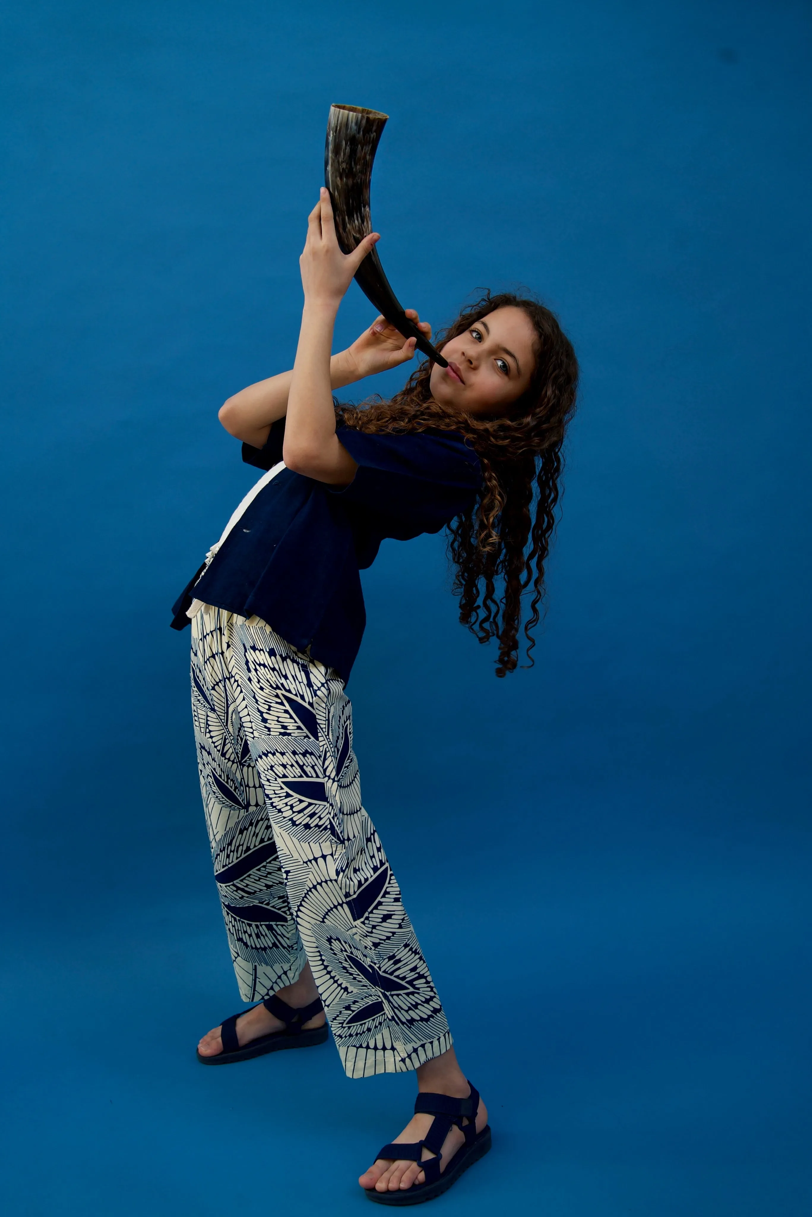 Remi Trousers | Navy leaf