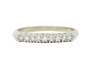 Retro 0.25 CTW Diamond 14 Karat White Gold Fishtail Stacking Band Ring