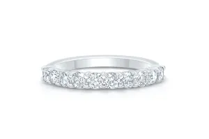 Ring 18kt White Gold Half 10 Diamond Band 0.74 carats