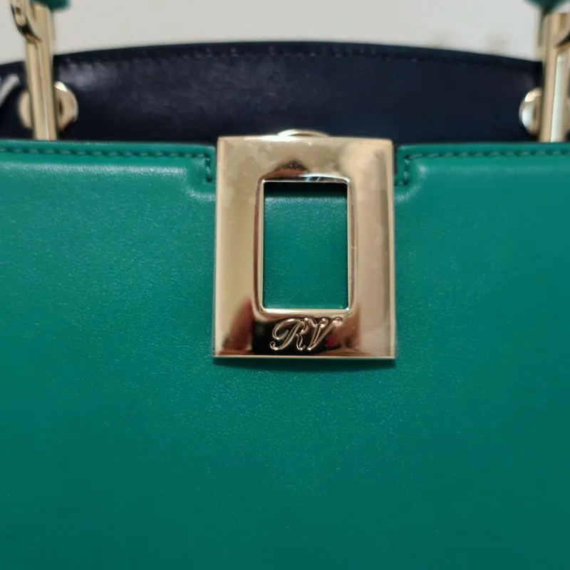 Roger Vivier So Vivier Mini Bag Green & Navy Leather Crossbody Tote NEW