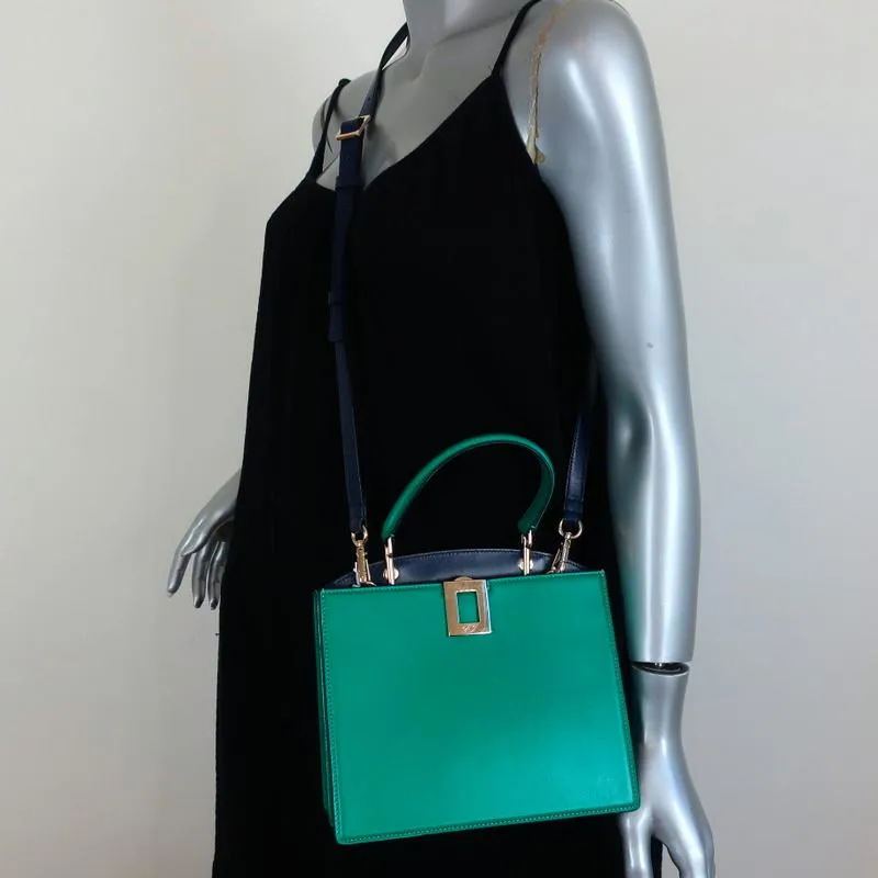 Roger Vivier So Vivier Mini Bag Green & Navy Leather Crossbody Tote NEW