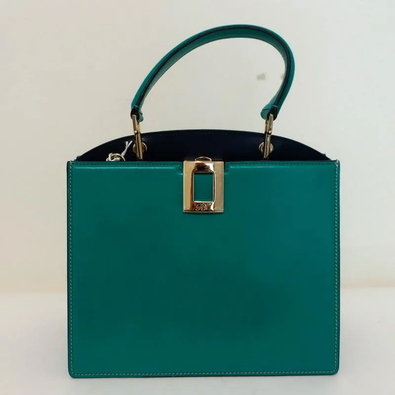Roger Vivier So Vivier Mini Bag Green & Navy Leather Crossbody Tote NEW