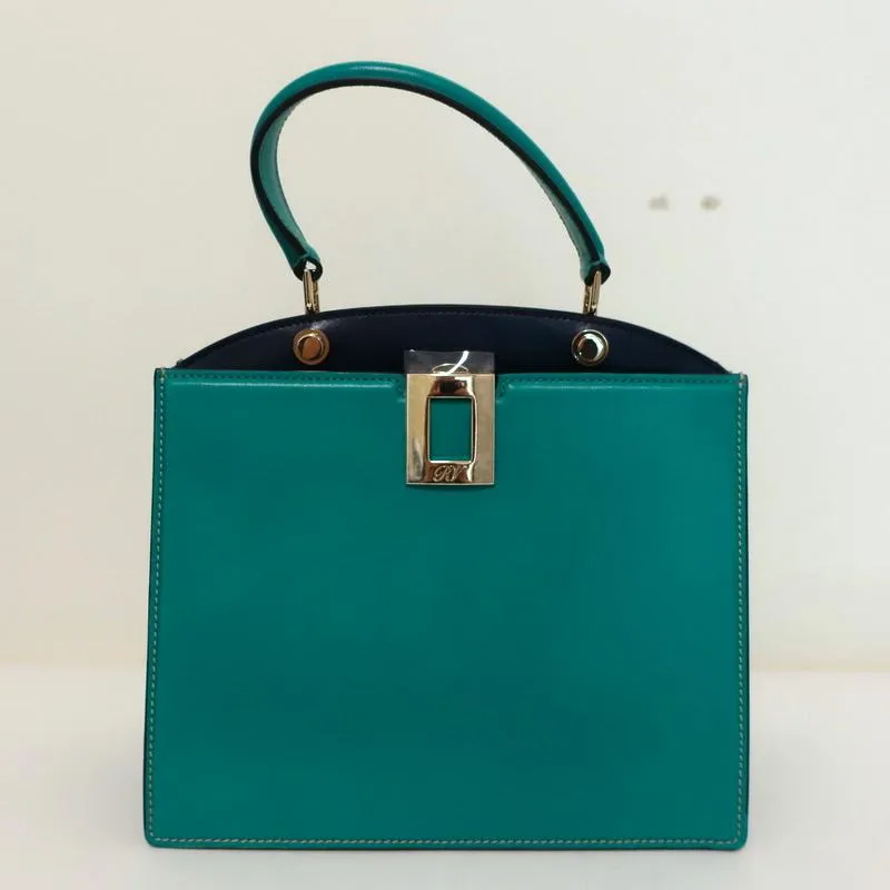 Roger Vivier So Vivier Mini Bag Green & Navy Leather Crossbody Tote NEW