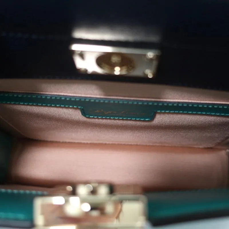 Roger Vivier So Vivier Mini Bag Green & Navy Leather Crossbody Tote NEW