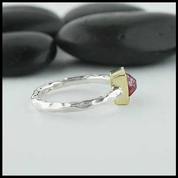 Rose Cut Pink Tourmaline Ring