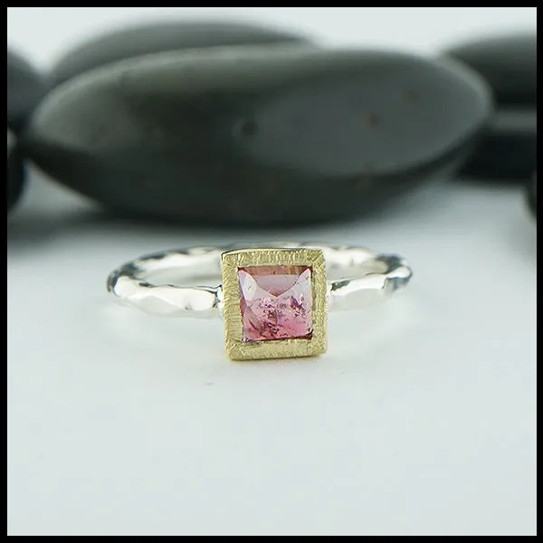 Rose Cut Pink Tourmaline Ring