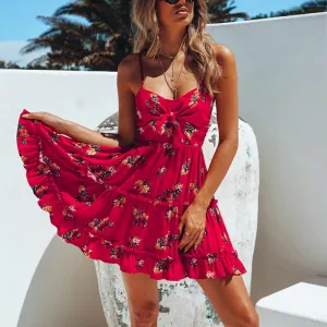 Rosy Ruffle Summer Dress