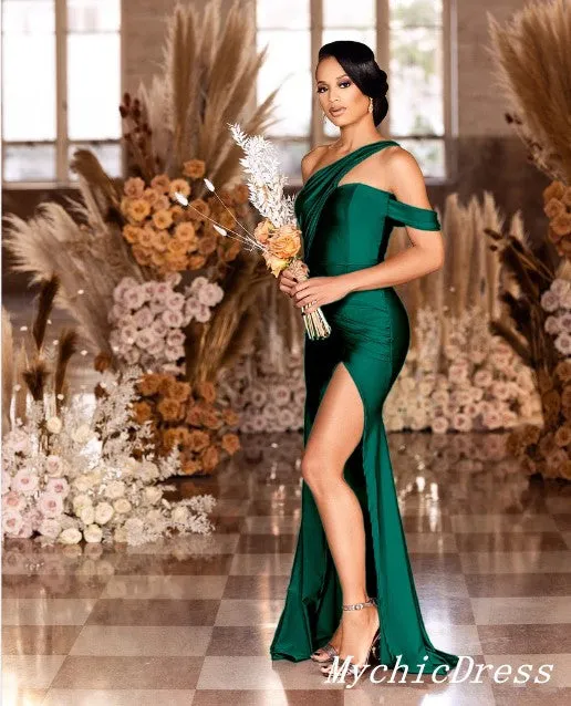 Roycebridal Emerald Green Bridesmaid Dresses Multiway High Split Mermaid Wedding Guest Dress
