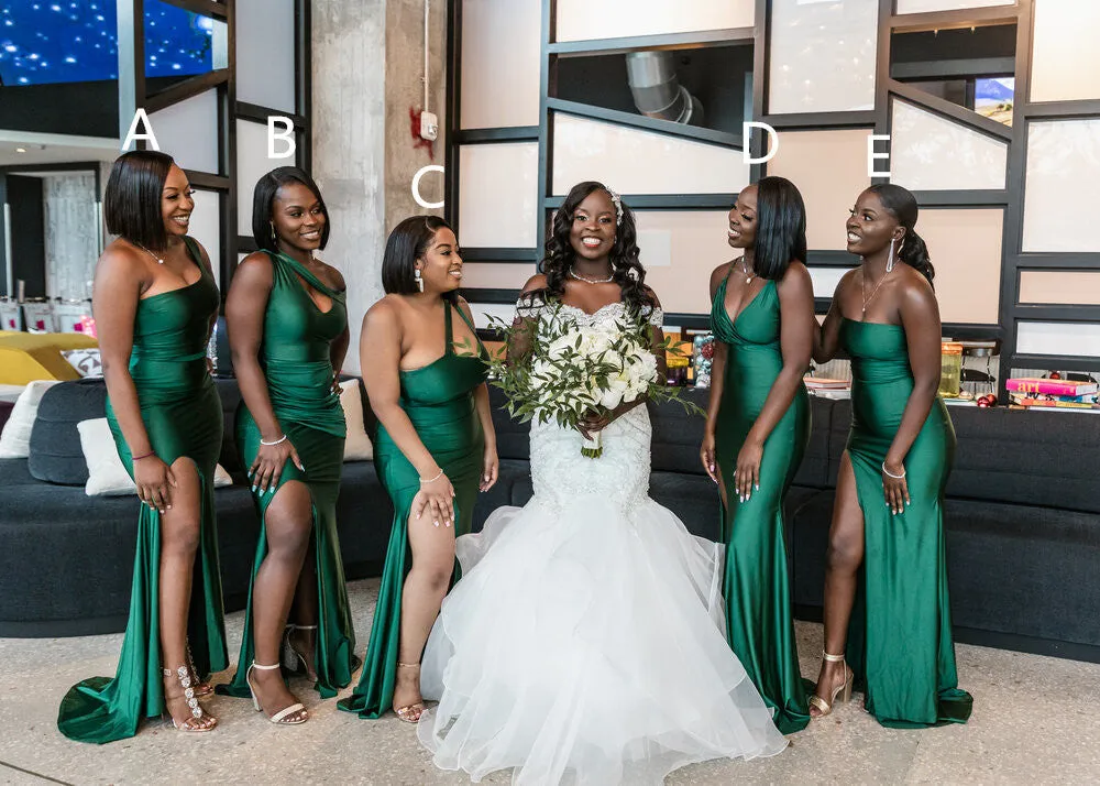 Roycebridal Multiway Elastic Satin Emerald Green Bridesmaid Dresses Mismatched