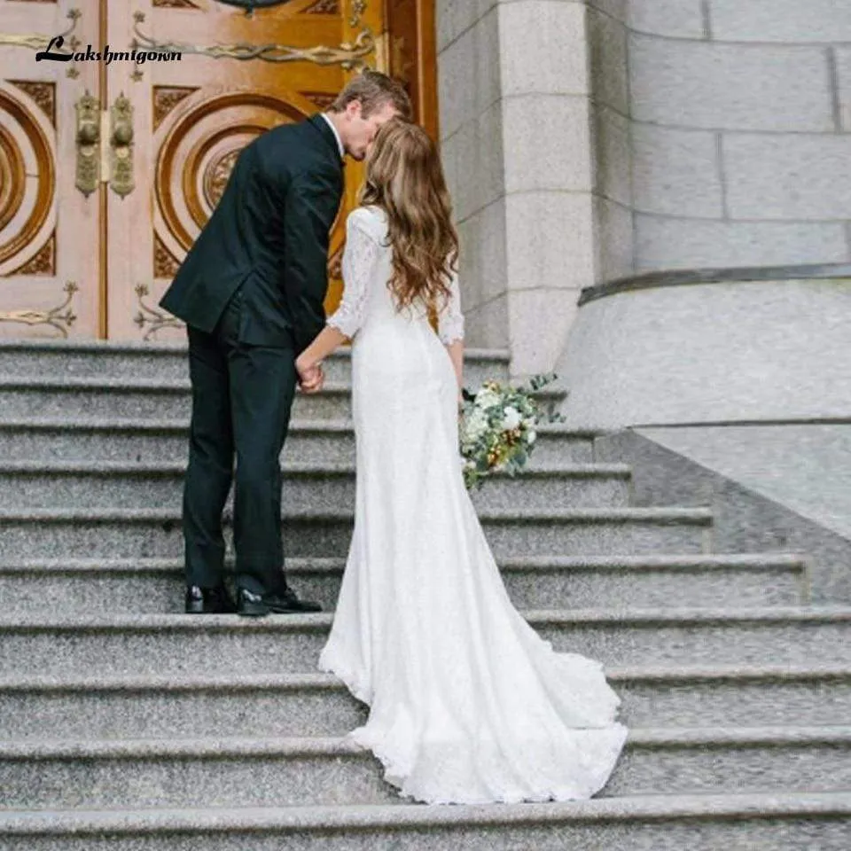 Roycebridal Simple Lace Mermaid Wedding Dress Sexy Bridal Dress