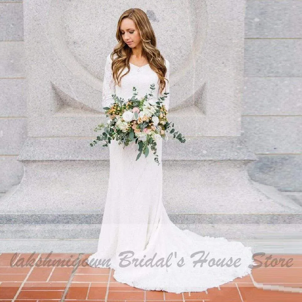 Roycebridal Simple Lace Mermaid Wedding Dress Sexy Bridal Dress