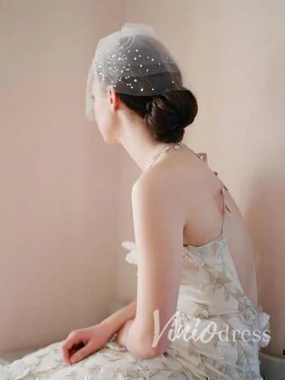 Roycebridal Simple Vintage-Inspired Birdcage Veils Ivory Blusher Veil ACC1087