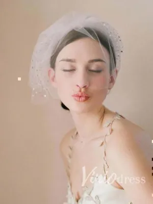 Roycebridal Simple Vintage-Inspired Birdcage Veils Ivory Blusher Veil ACC1087