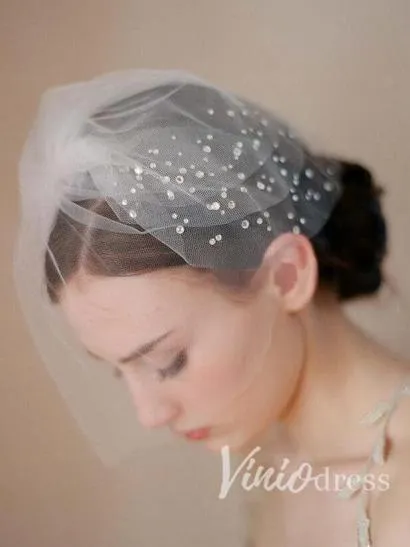 Roycebridal Simple Vintage-Inspired Birdcage Veils Ivory Blusher Veil ACC1087