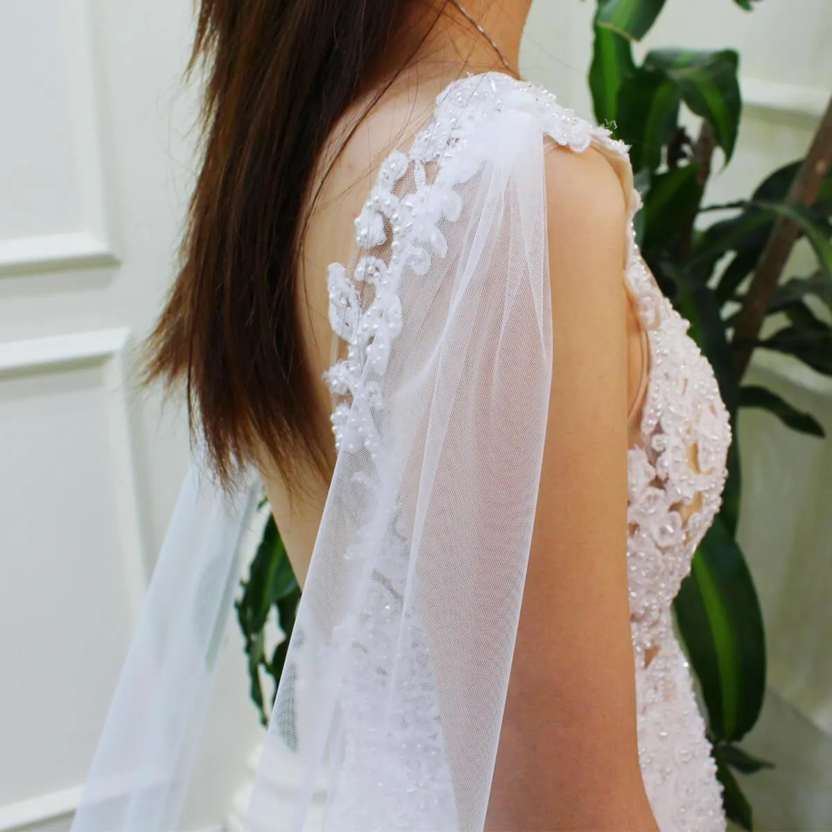 Roycebridal Simple Watteau Veil Set Viniodress V691