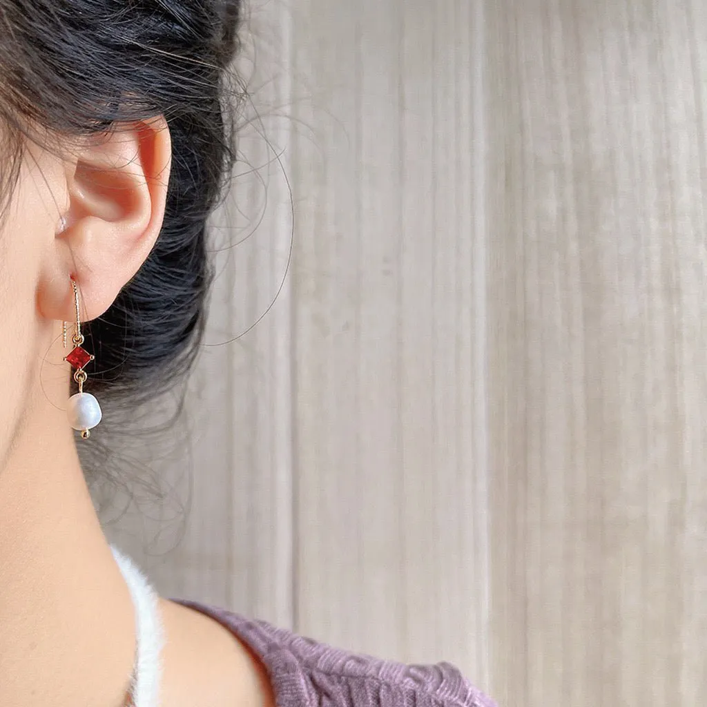 Ruby Pearl Earrings
