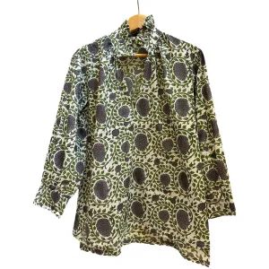 Ruffle Collar Top - Purple and Green