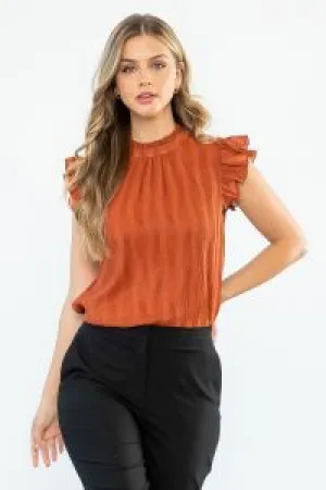 Ruffle Sleeve Metallic Top