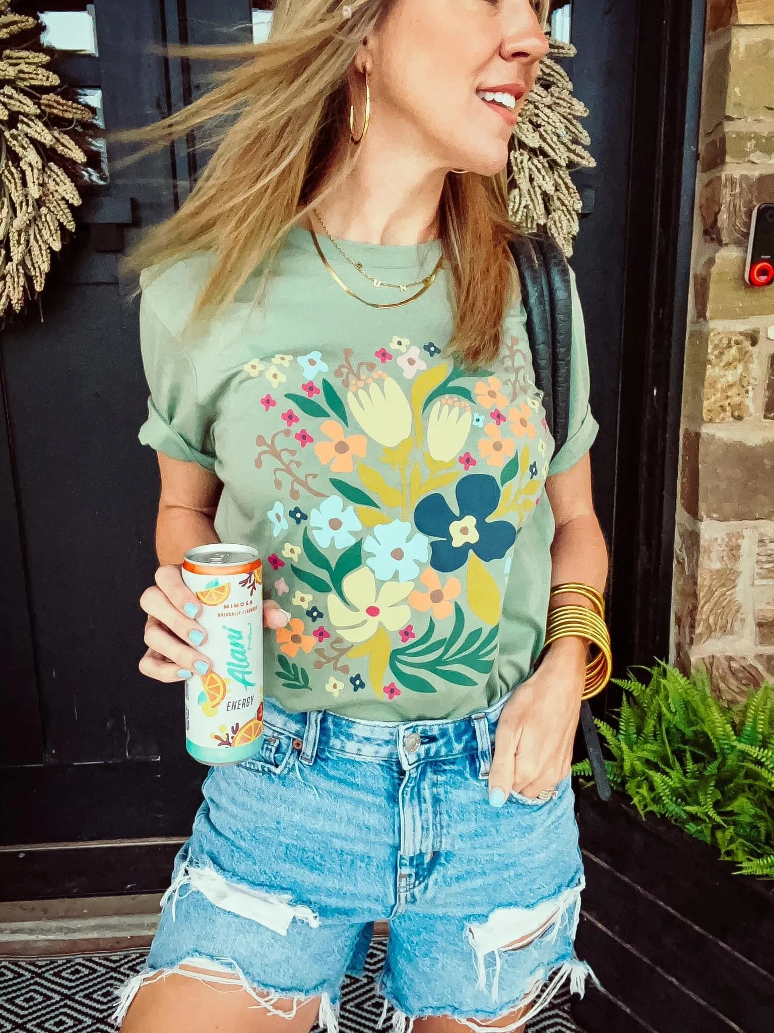 Sage Floral Graphic Tee