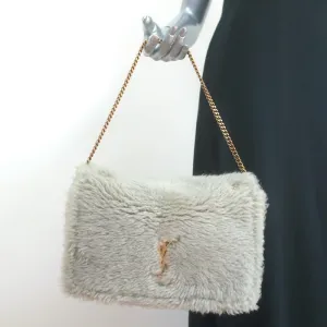 Saint Laurent Kate Shearling Medium Reversible Shoulder Bag Beige Suede