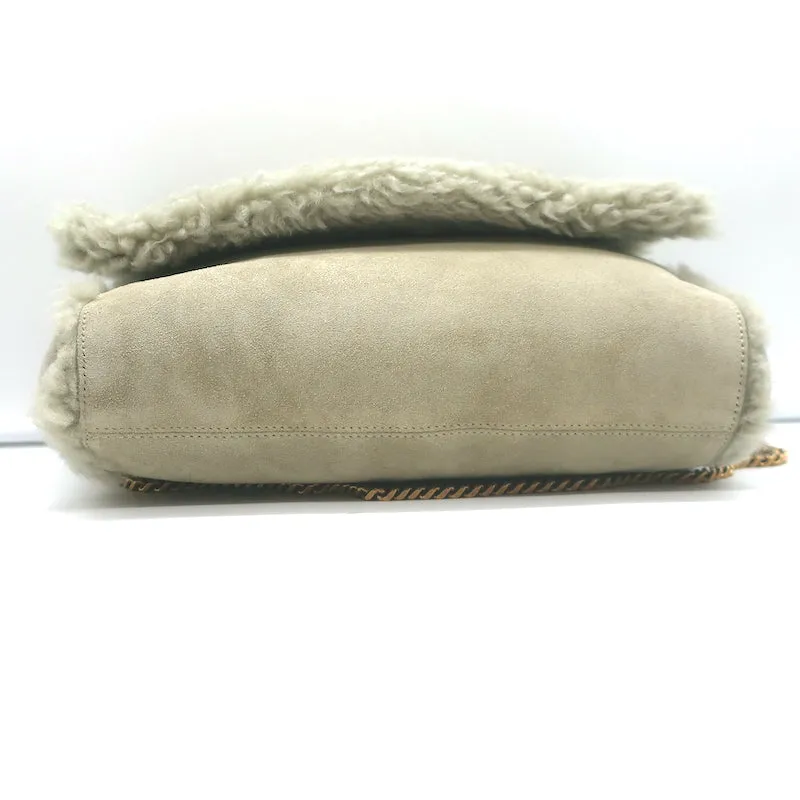 Saint Laurent Kate Shearling Medium Reversible Shoulder Bag Beige Suede
