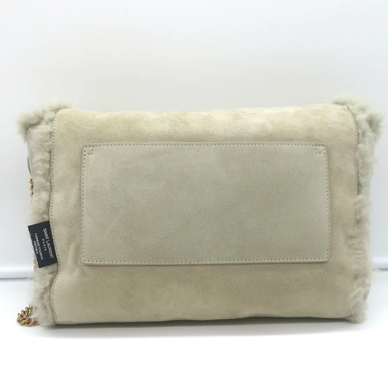 Saint Laurent Kate Shearling Medium Reversible Shoulder Bag Beige Suede