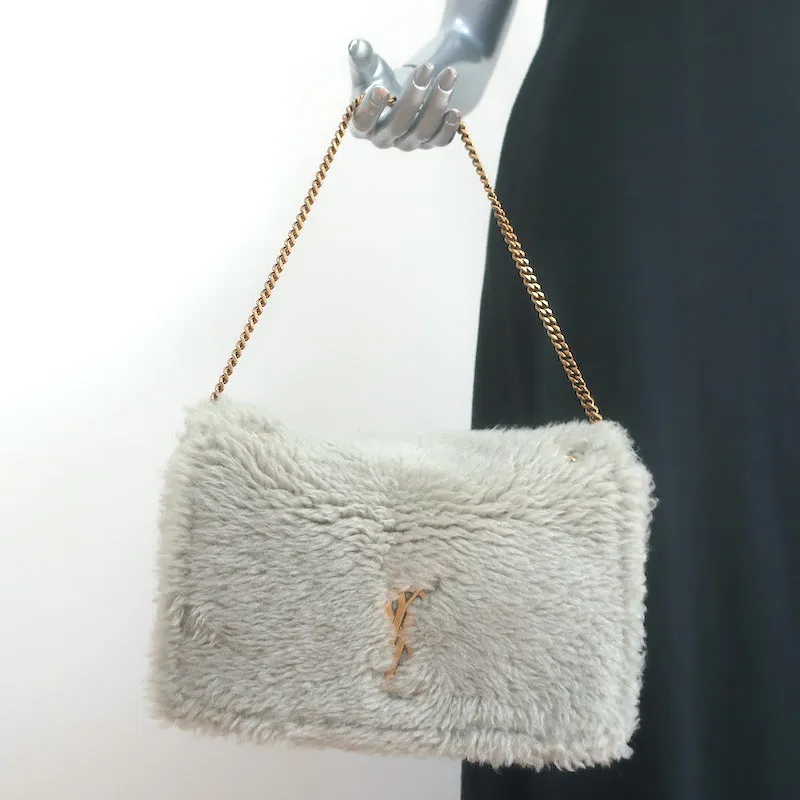 Saint Laurent Kate Shearling Medium Reversible Shoulder Bag Beige Suede