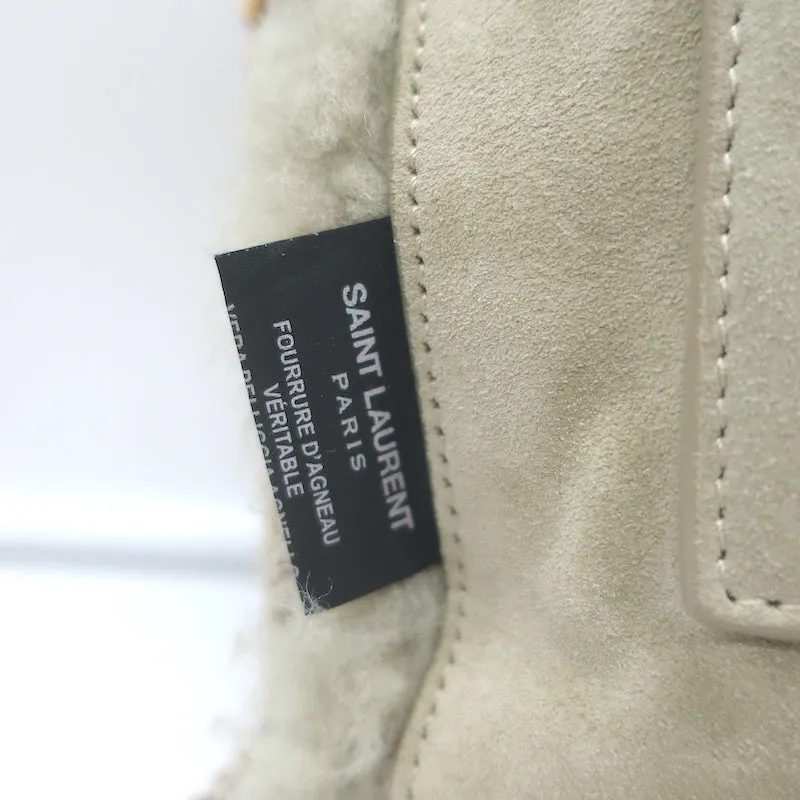 Saint Laurent Kate Shearling Medium Reversible Shoulder Bag Beige Suede