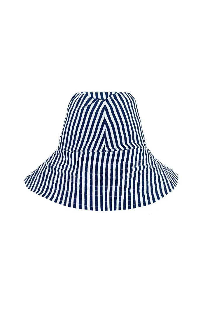 SAMPLE | Linen Bucket Hat - Navy Stripe