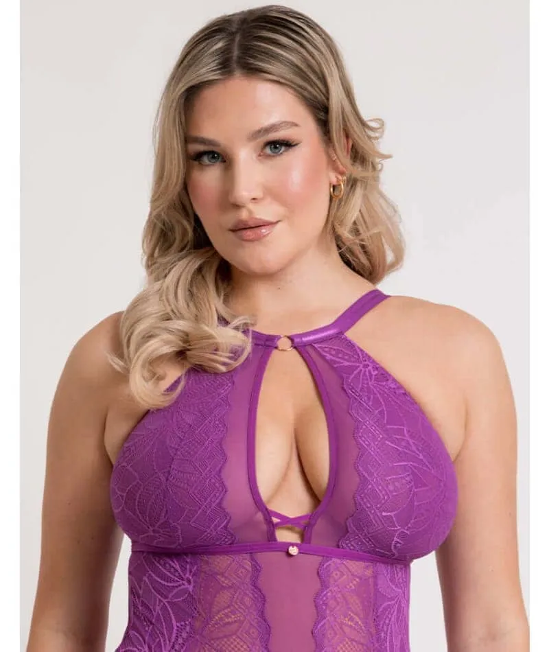 Scantilly Opulence Stretch Lace Bodysuit - Mystic Purple
