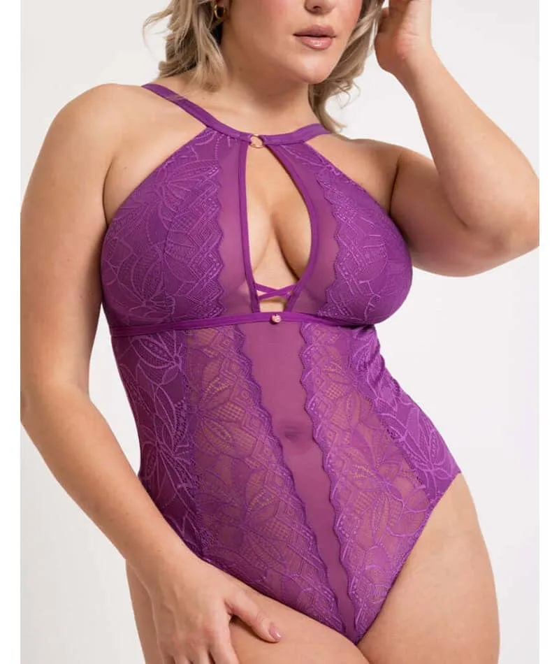 Scantilly Opulence Stretch Lace Bodysuit - Mystic Purple