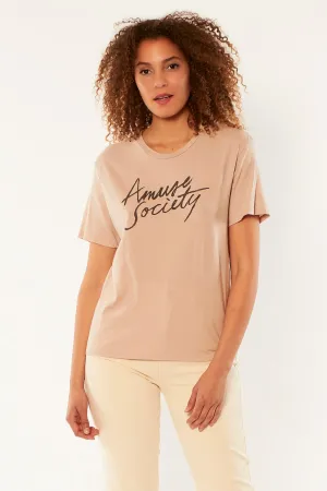 SCRIPT SHORT SLEEVE KNIT TEE