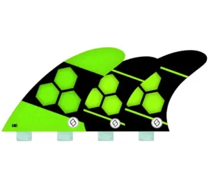 SHAPERS AM1 CORELITE 5 FIN SET UP NEON GREEN DUAL TAB