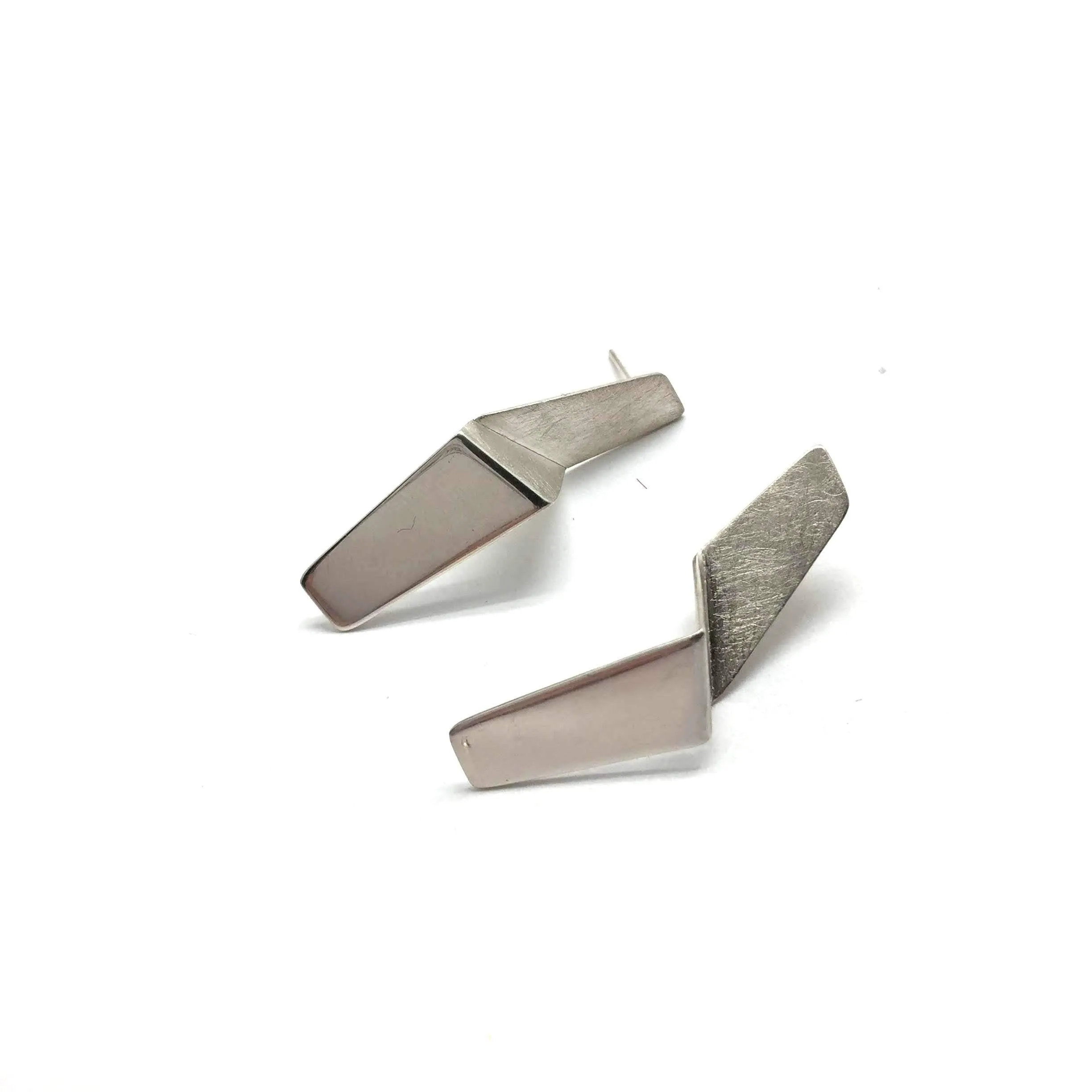 Short Silver Lighting Bolt Earrings