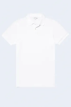 Short Sleeve Pique Polo Shirt in White