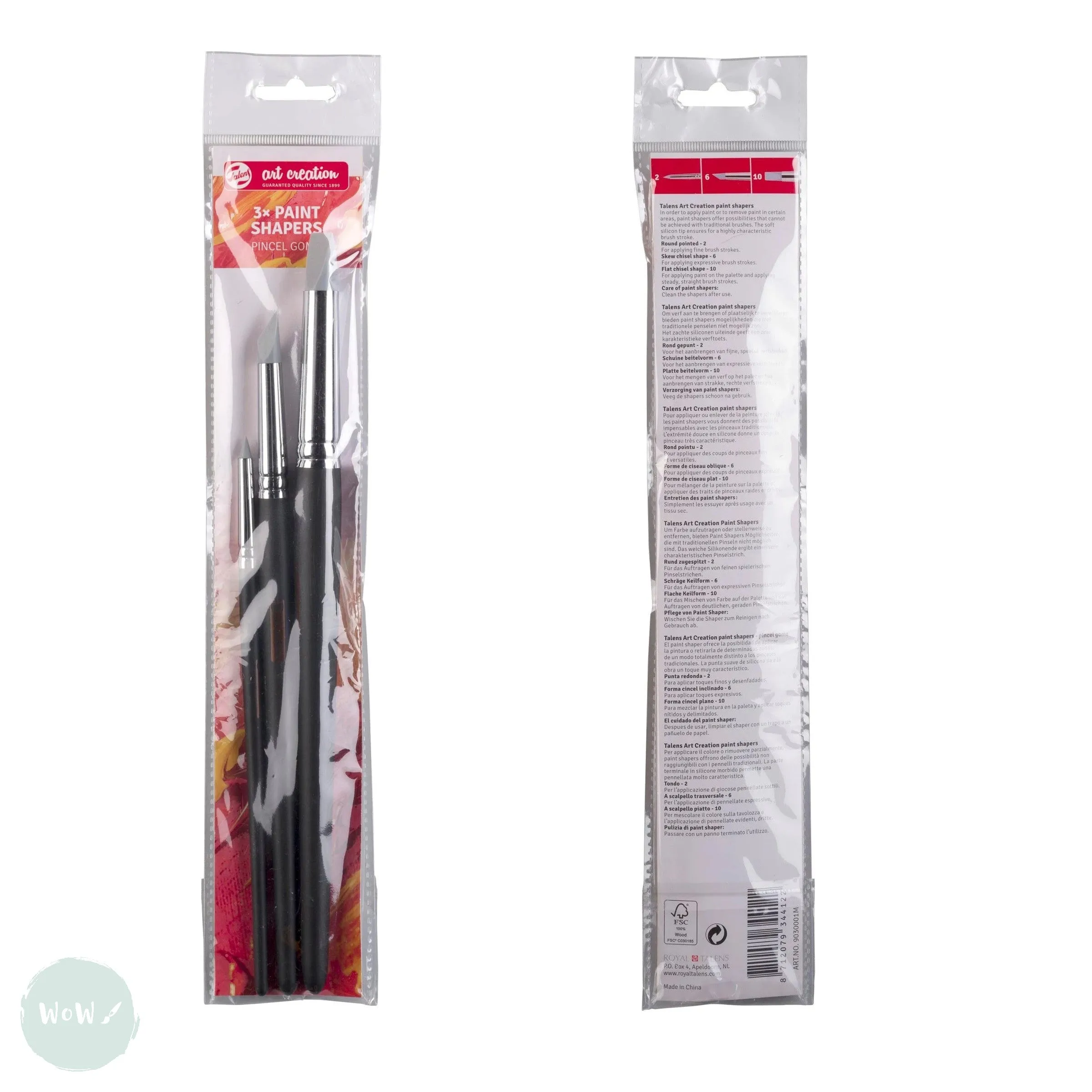 Silicone Rubber Colour Shaper- Talens ART CREATION - Set of 3 Assorted Tips & Sizes