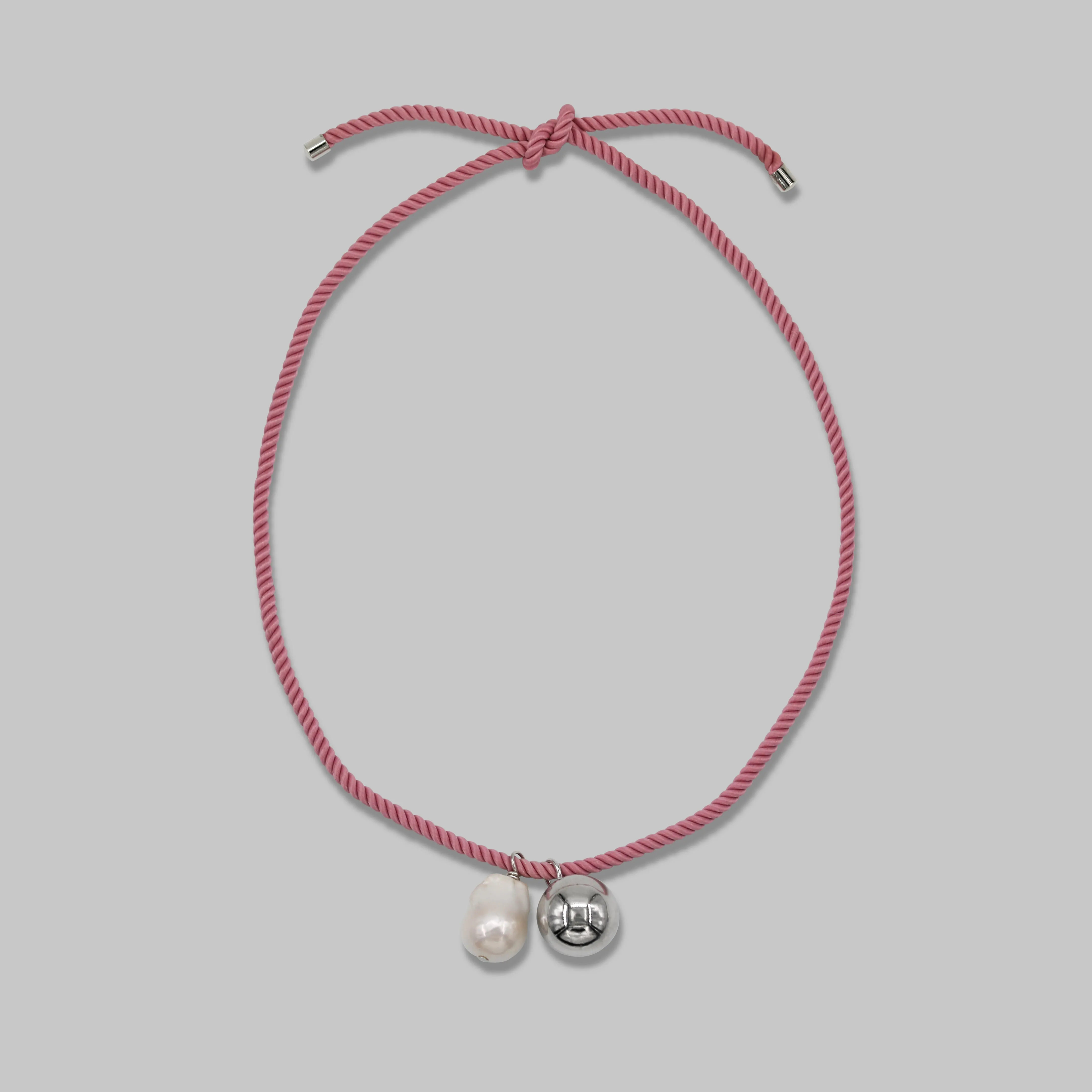 Silk Tie Multiway Silver Ball and Baroque Pearl Pendant