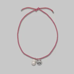 Silk Tie Multiway Silver Ball and Baroque Pearl Pendant
