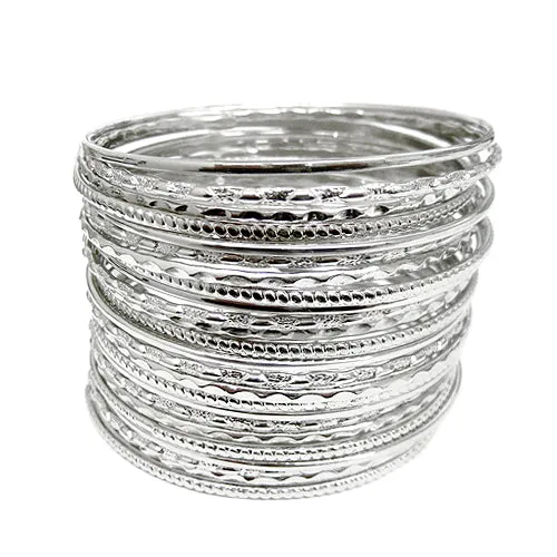 SILVER BANGLE SET  #VB13314_SILVER (B173)