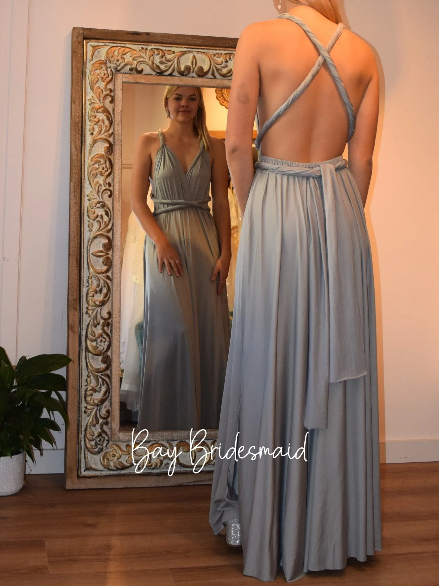 Silver Convertible Infinity bridesmaid dress Express NZ wide