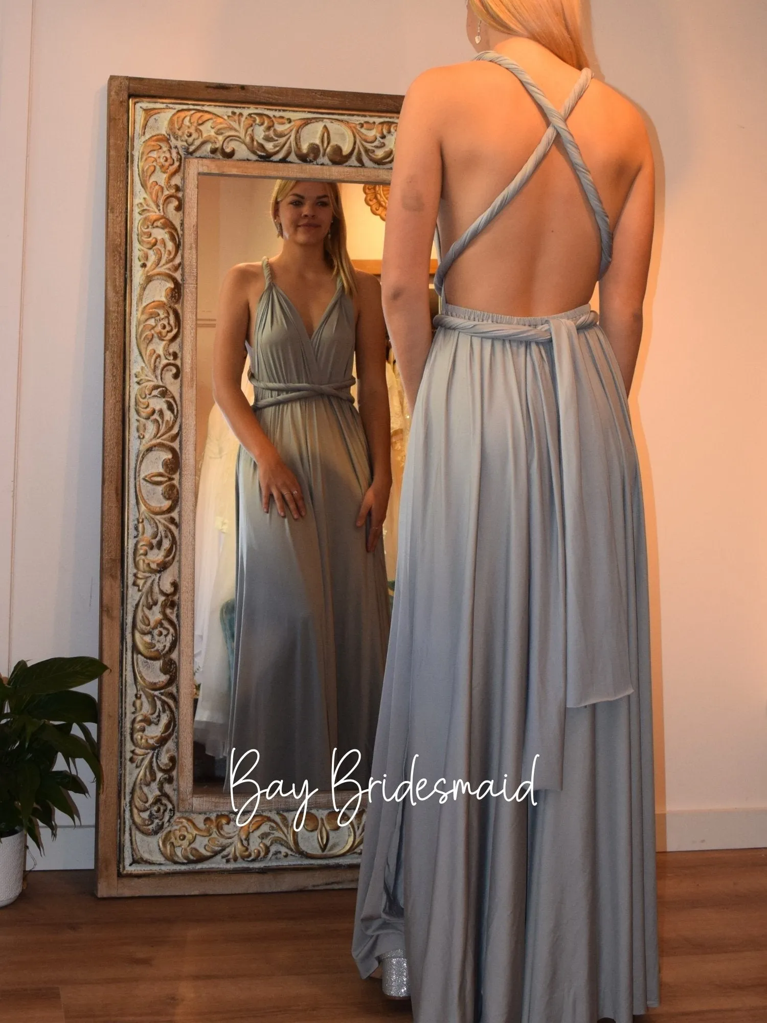 Silver Convertible Infinity bridesmaid dress Express NZ wide