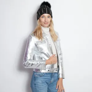 Silver Metallic Nappa Jean Jacket