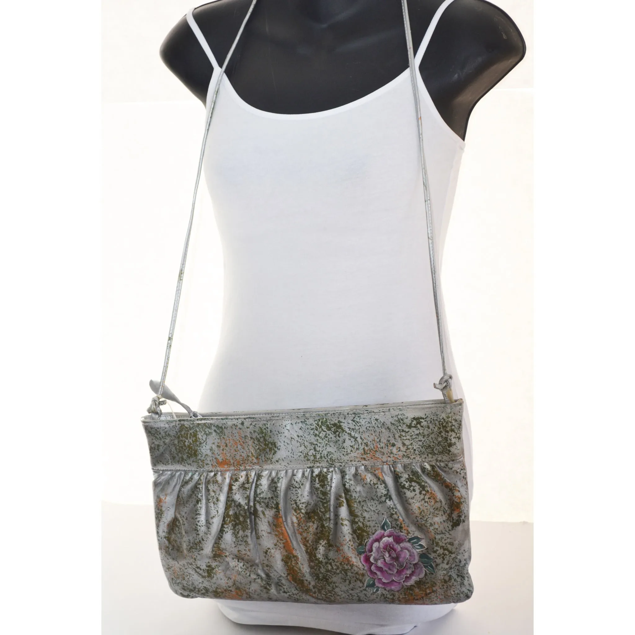 Silver Tone Painted Purse By Fancy Nancy - 1980's