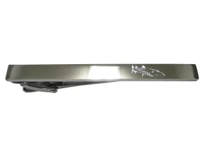 Silver Toned Etched Sleek Barracuda Fish Tie Clip
