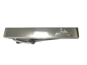 Silver Toned Etched Sleek Boat Skinny Tie Clip
